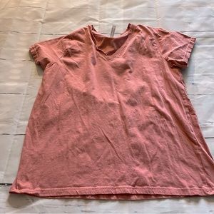 Pink L.A.T. Short Sleeve 100% Cotton V Neck Shirt, Size 2 18 / 20
